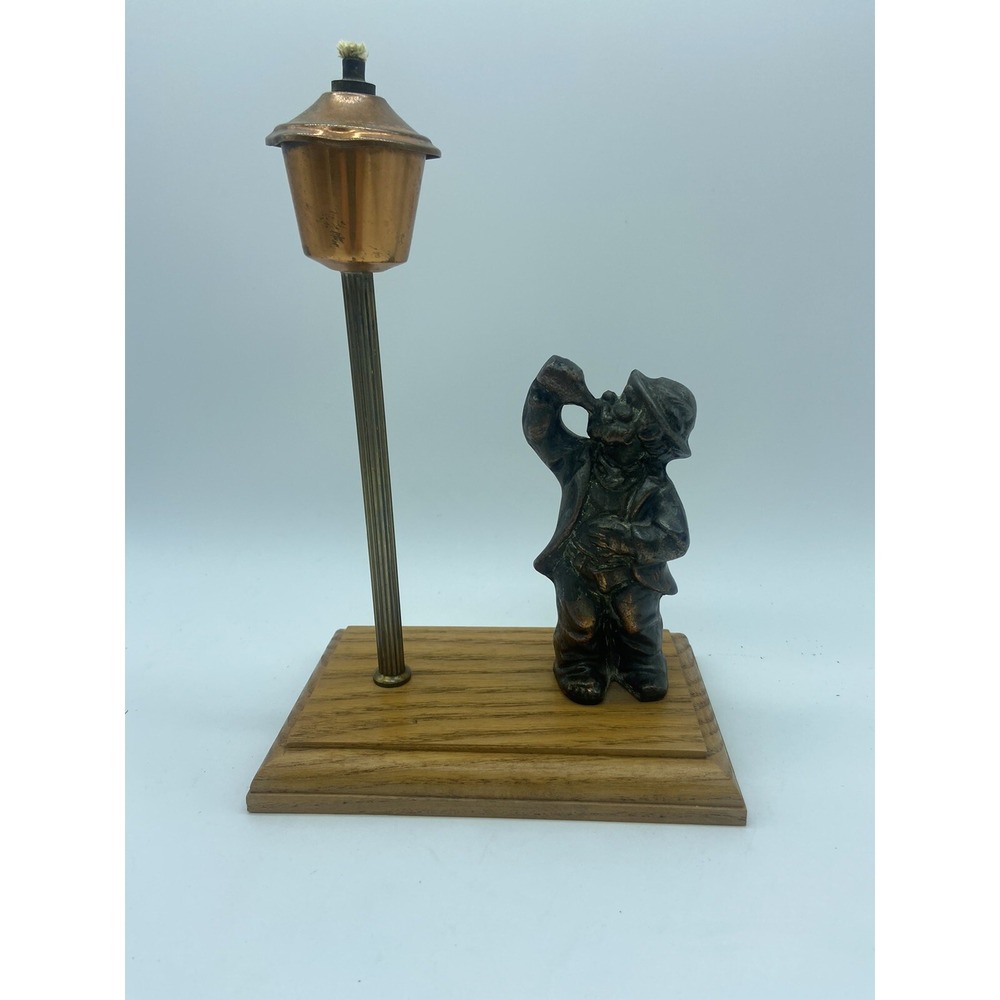 Vintage Drunkard Under Lamp Post Oil Lamp Hobo 1950s Pub Bar Decor Rustic Light